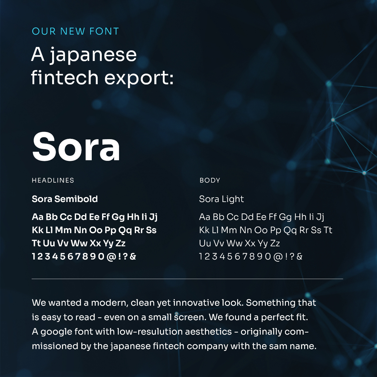AAIC typography: Sora, a Japanese fintech export